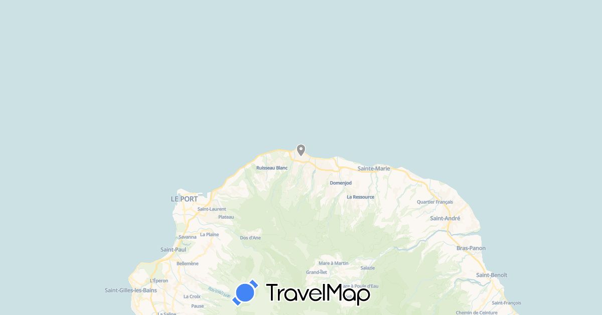 TravelMap itinerary: plane in Réunion (Africa)